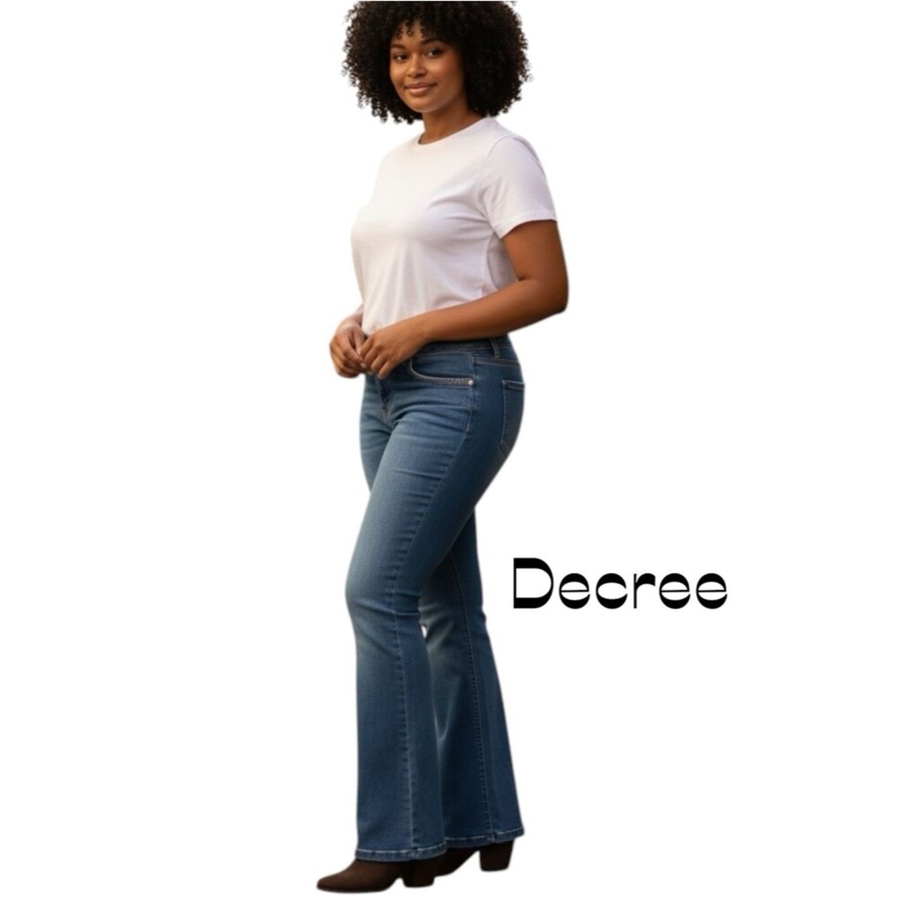 Decree Blue Medium Wash Mid Rise Flare Leg Jeans Size Juniors 19 Bohemian